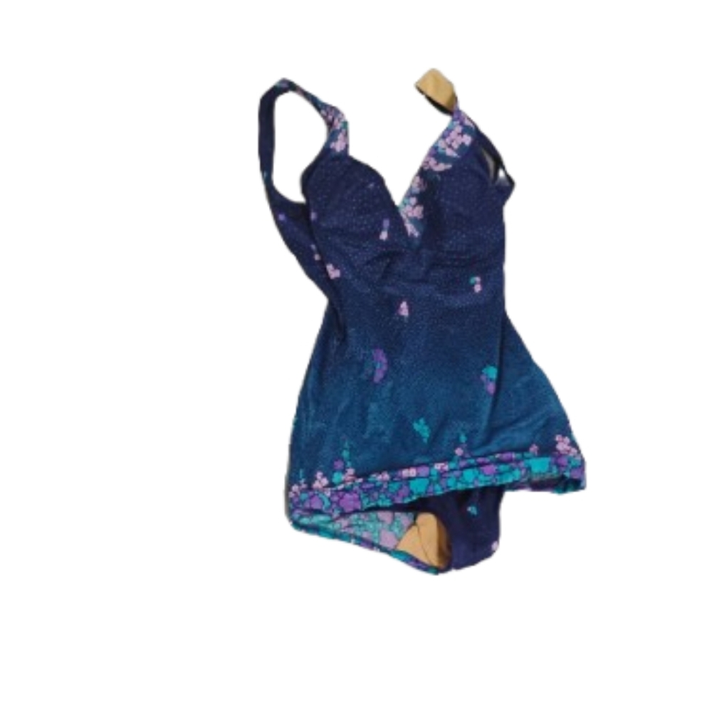 Vintage 1960s Sirena Floral Bullet Bra Silhouette Swimsuit One Piece